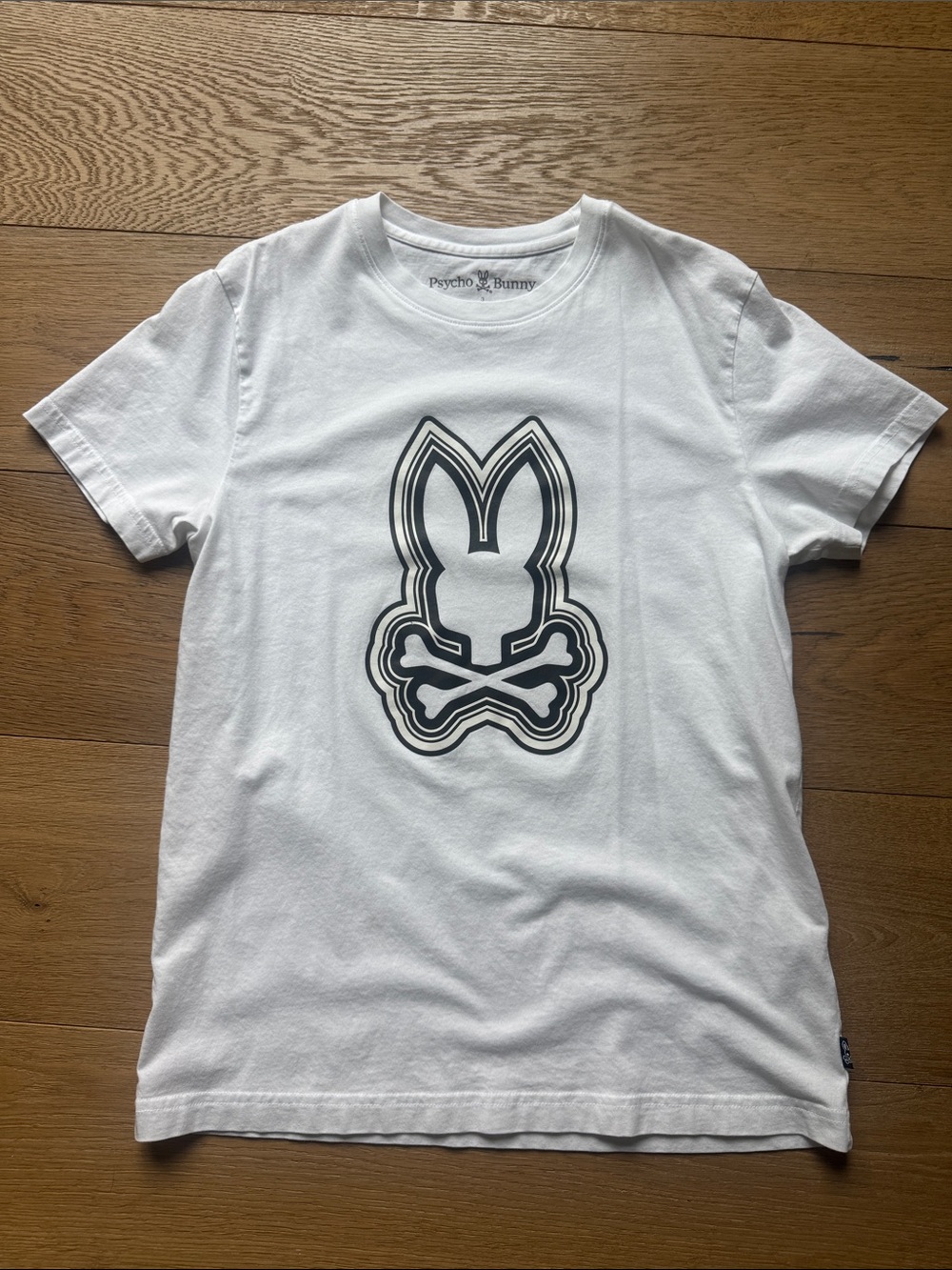 Psycho Bunny White Tee with Black Logo Graphic